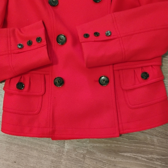 Per Se Red Wool Peacoat Jacket 8 Christmas Holiday Work Chic Classy Sophisticate - Picture 11 of 14